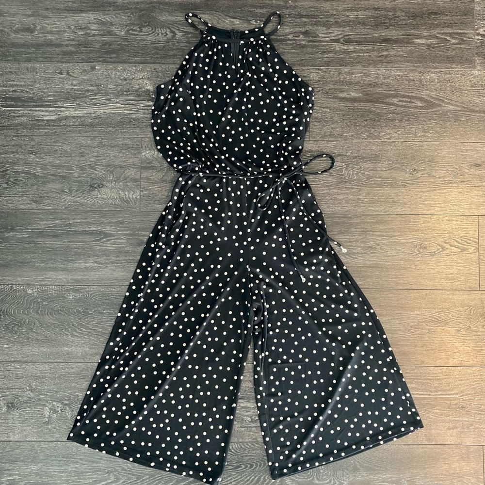 LONDON TIMES Polka Dot Gaucho Romper Size 4